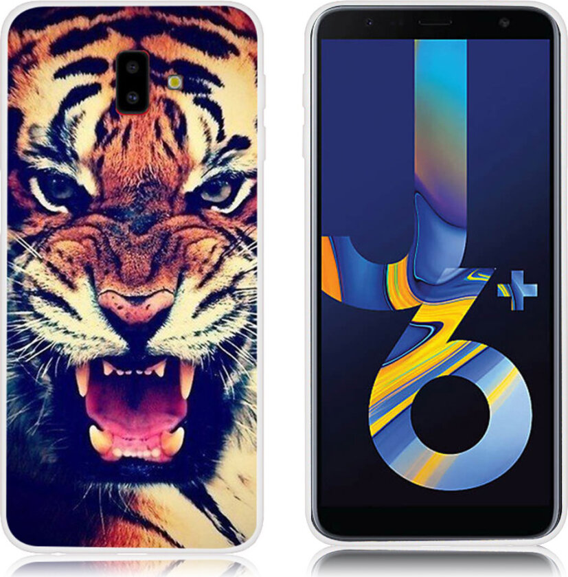 Galaxy J6 Plus beskyttelses deksel av TPU med printet mønster - tiger