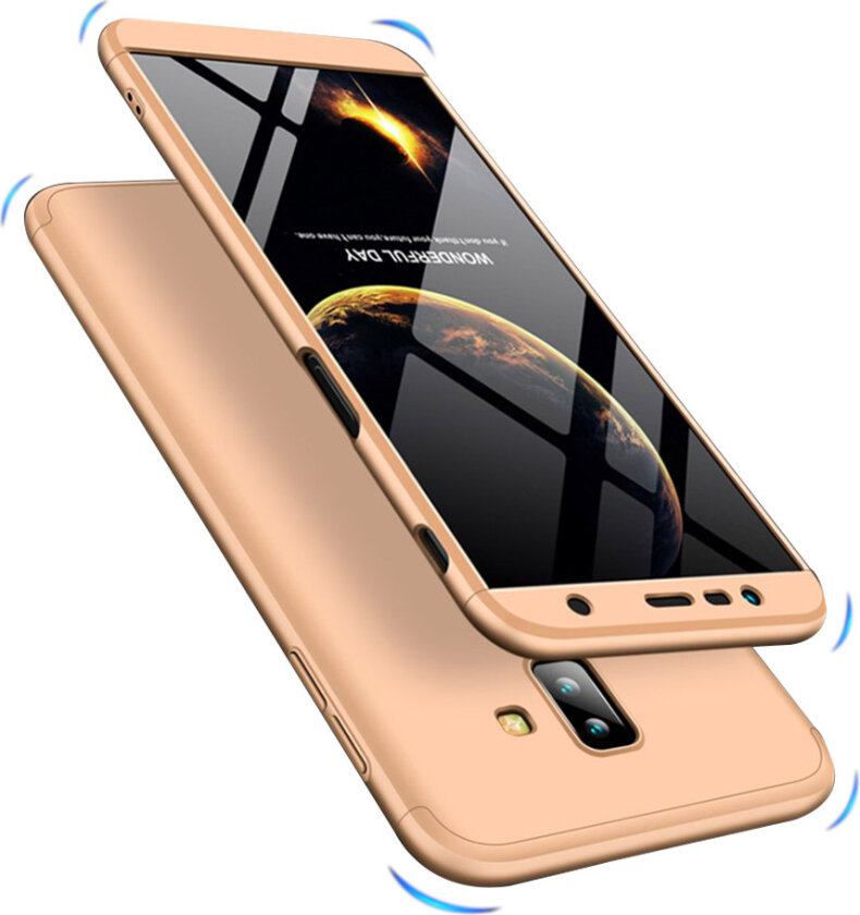 GKK Samsung Galaxy J6 Plus beskyttelses deksel av hard plastikk med 3 avtagbare deler - gull