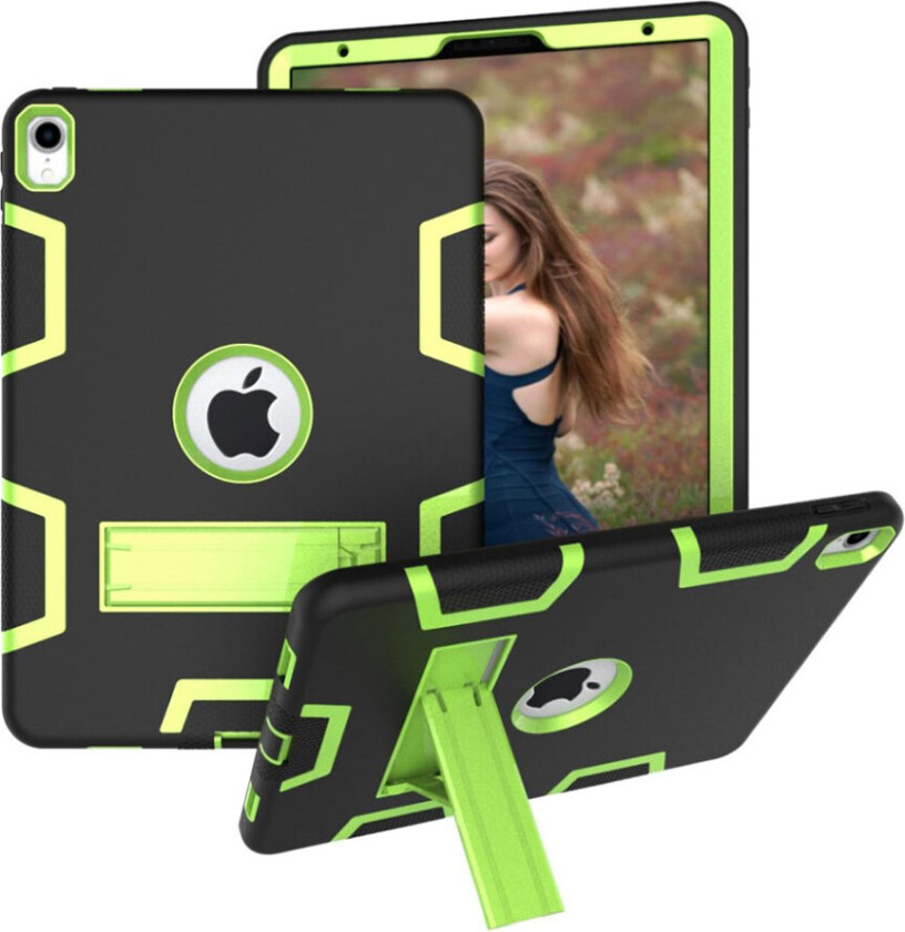 iPad Pro 11 beskyttelses deksel av hybrid materiale med to fargers design - svart og grønn