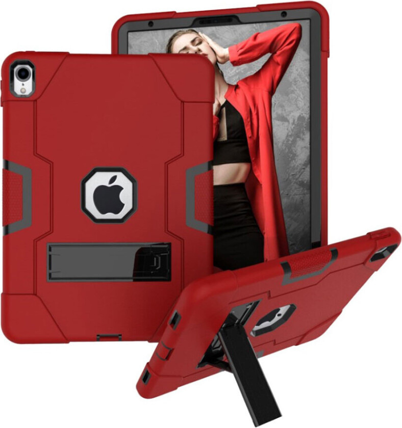 iPad Pro 11 beskyttelses deksel av hybrid materiale med to fargers design - rød og svart