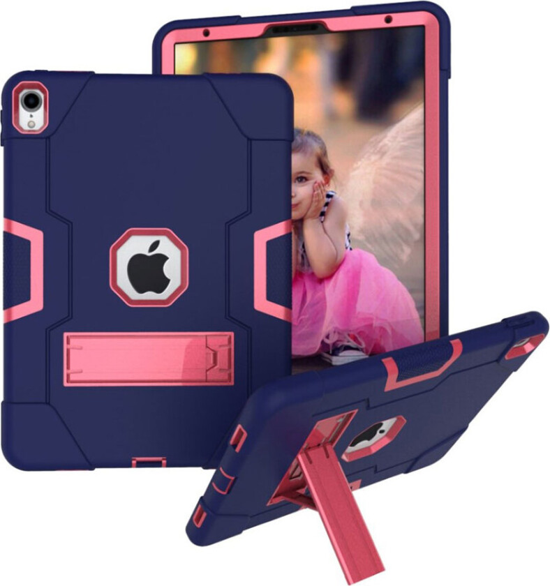 iPad Pro 11 beskyttelses deksel av hybrid materiale med to fargers design - mørke blå og rose