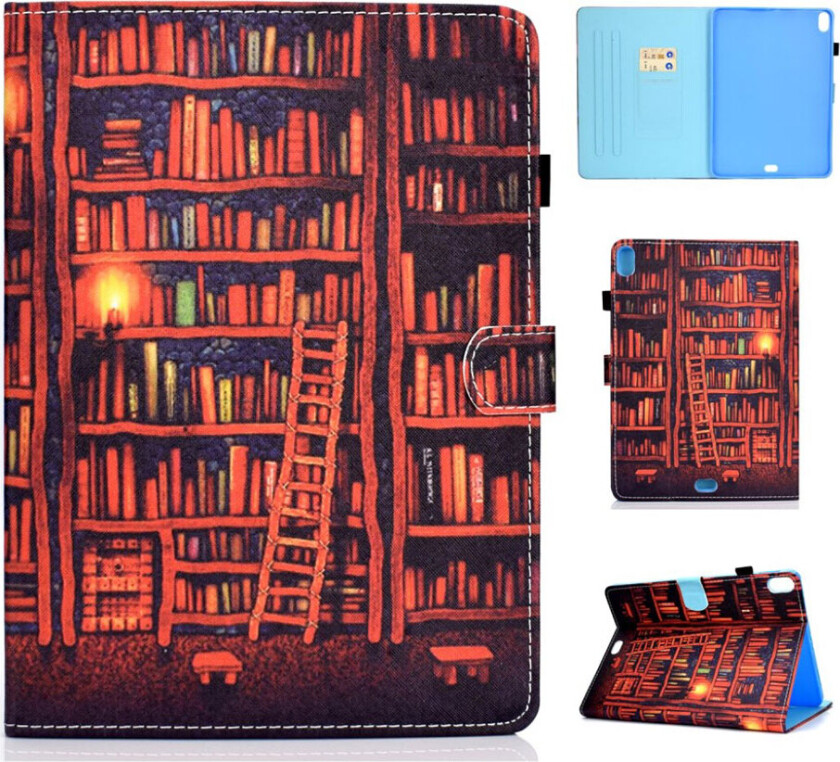 iPad Pro 11 beskyttelses deksel av syntetisk skinn og TPU med printet mønster - bokhylle