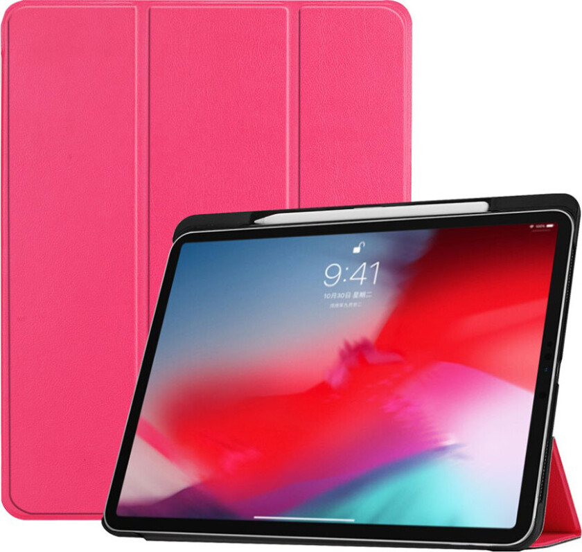 iPad Pro 11 beskyttelses deksel av syntetisk skinn med 3 delers stativ - rose