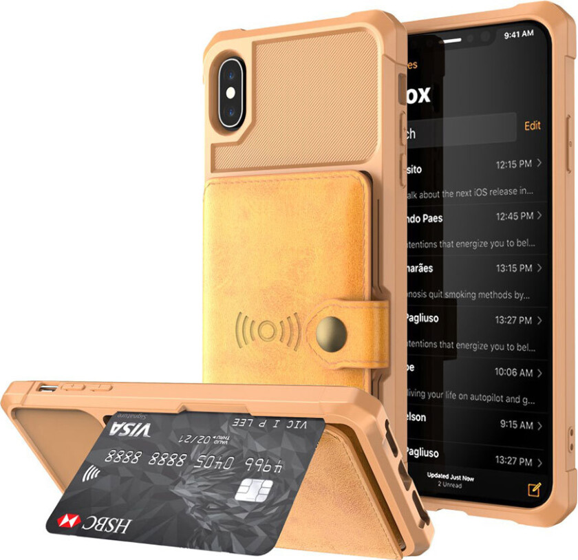 iPhone XS beskyttelses deksel av TPU og syntetisk skinn - brun