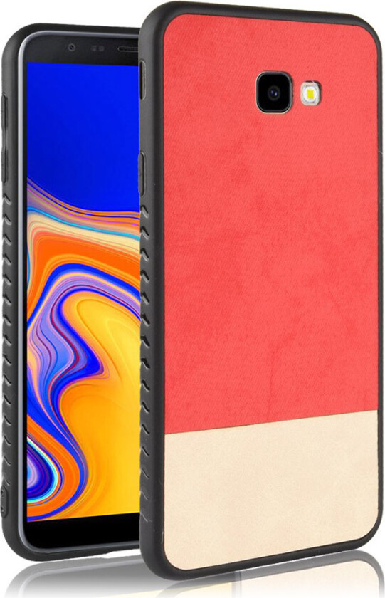 Galaxy J4 Plus beskyttelses deksel av hybrid materiale med to fargers design - rød
