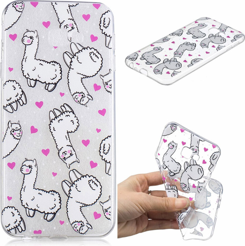 Galaxy J4 Plus beskyttelses deksel av TPU med IMD printet mønster - alpakkaer