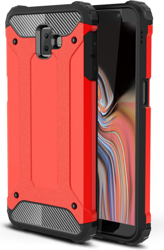 Galaxy J6 Plus beskyttelses deksel av plastikk og TPU - rød