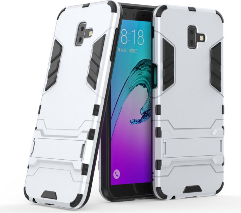 Galaxy J6 Plus beskyttelses deksel av TPU og plastikk - hvit