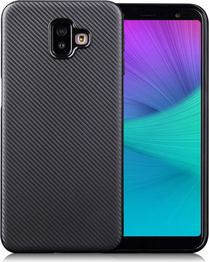 Galaxy J6 Plus beskyttelses deksel av TPU med karbon fiber tekstur - svart