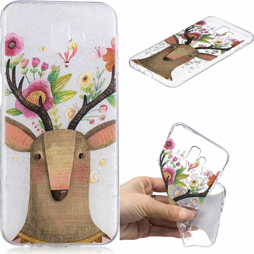 Galaxy J6 Plus beskyttelses deksel av TPU med IMD printet mønster - blomstrende hjort