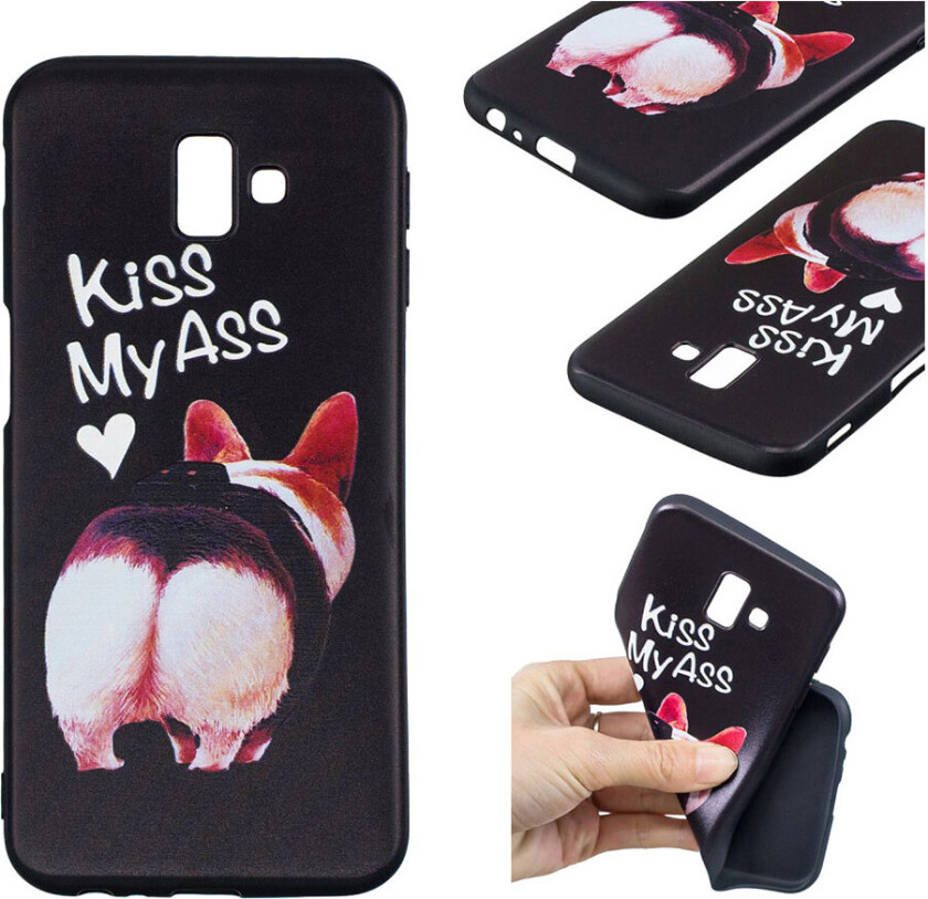 Galaxy J6 Plus beskyttelses deksel av myk TPU med hevet print mønster - kyss meg i ræva