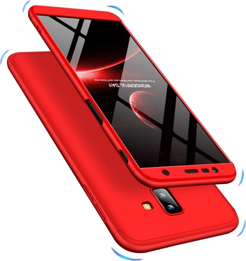 GKK Samsung Galaxy J6 Plus beskyttelses deksel av hard plastikk med 3 avtagbare deler - rød