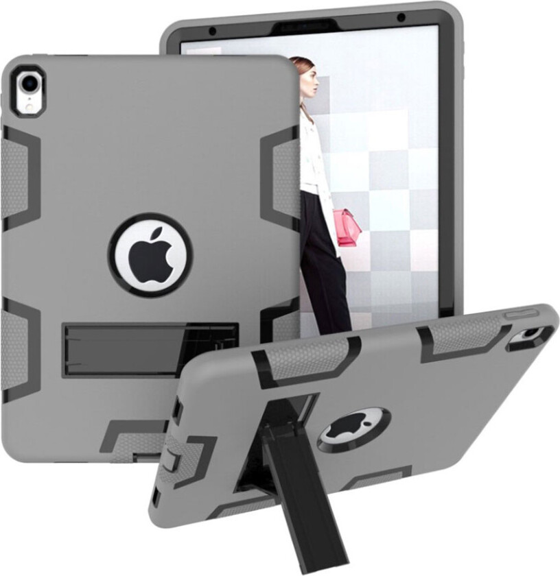 iPad Pro 11 beskyttelses deksel av hybrid materiale med to fargers design - grå og svart