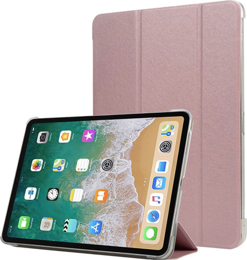 iPad Pro 11 beskyttelses deksel av syntetisk skinn med 3 delsers stativ - rose gull