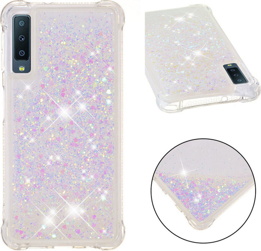 Galaxy A7 beskyttelses deksel av TPU med glitter pulver kvikksand - multi farger