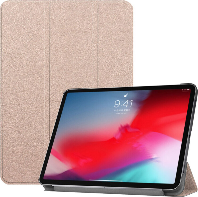 iPad Pro 11 beskyttelses deksel av syntetisk skinn med 3 dels stativ - rose gull