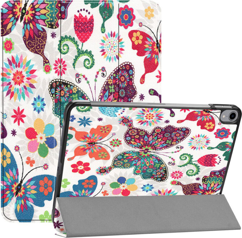 iPad Pro 11 beskyttelses deksel av syntetisk skinn med printet mønster - fargefull sommerfugl