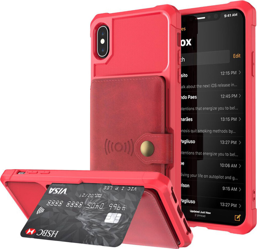 iPhone XS beskyttelses deksel av TPU og syntetisk skinn - rød