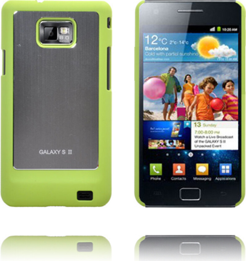 Galaxy S2 Alu Deksel (Grønn Kant) Samsung Galaxy S2 Deksel