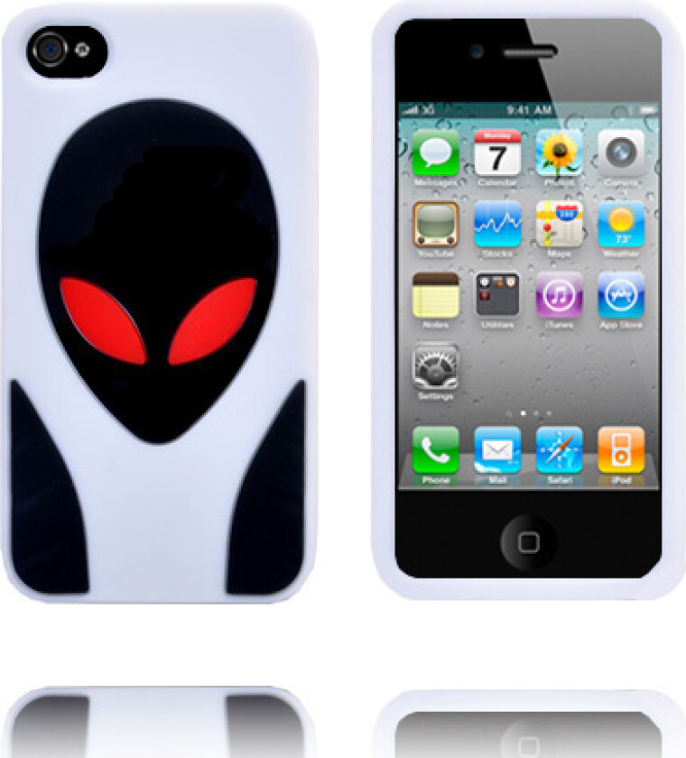 Alien Invasion (Hvit) iPhone 4S Deksel