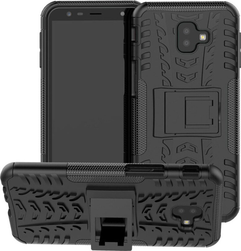 Galaxy J6 Plus beskyttelses deksel av TPU og plastikk med dekk mønster - svart