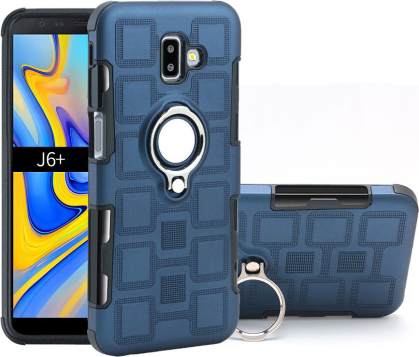 Galaxy J6 Plus beskyttelses deksel av av TPU og plastikk med geometrisk mønster - mørke blå