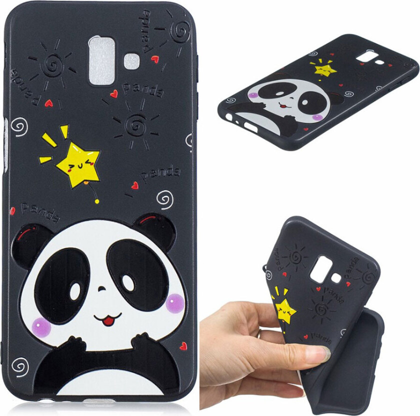 Galaxy J6 Plus beskyttelses deksel av TPU med hevet printet mønster - søt panda