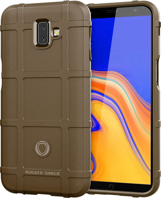 Galaxy J6 Plus beskyttelses deksel av TPU med firekant gitter design - brun