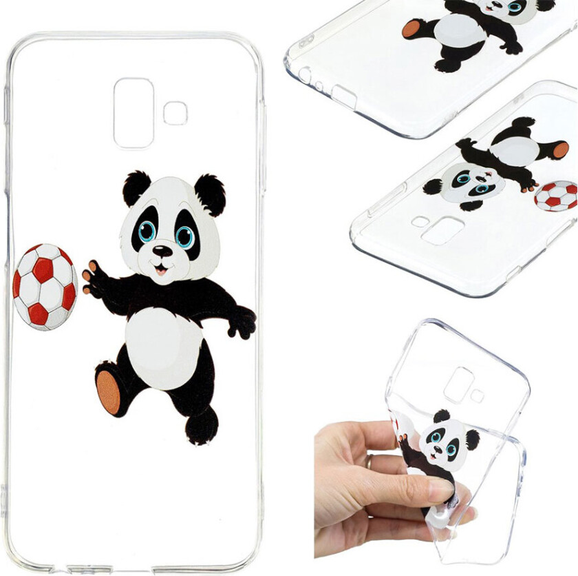 Galaxy J6 Plus beskyttelses deksel av TPU med printet mønster - panda spiller fotball