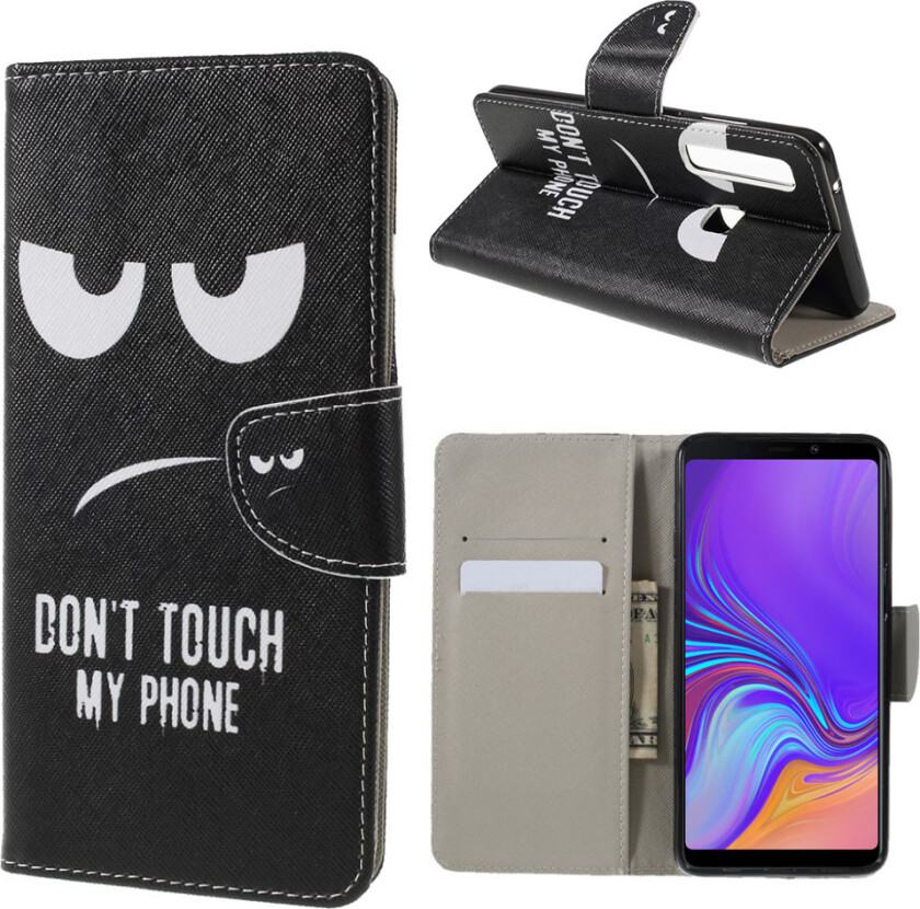 Galaxy A9 beskyttelses deksel av syntetisk skinn med printet mønster og kryss tekstur - ikke rør min mobil