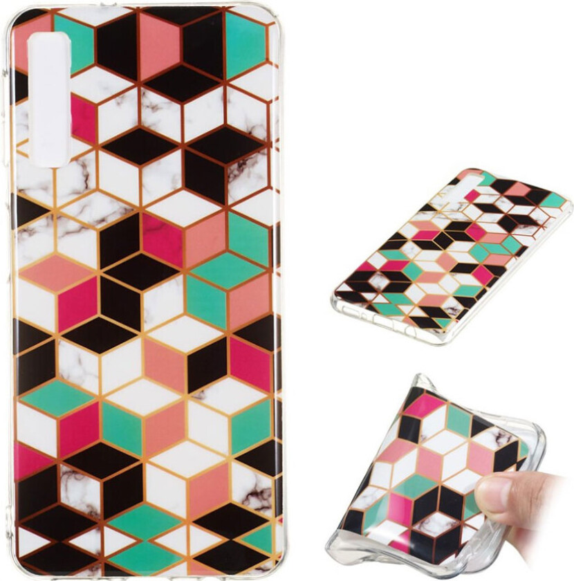 Galaxy A7 beskyttelses deksel av TPU med IMD marmor printet mønster - stil B