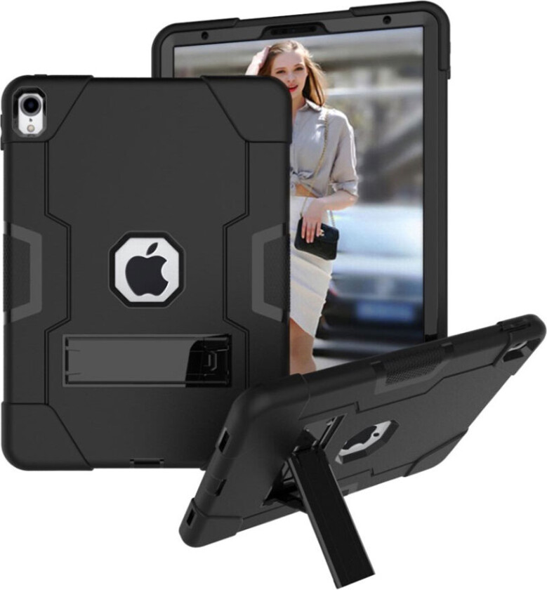 iPad Pro 11 beskyttelses deksel av hybrid materiale med to fargers design - helt svart