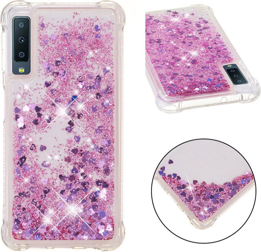 Galaxy A7 beskyttelses deksel av TPU med glitter pulver kvikksand - rød