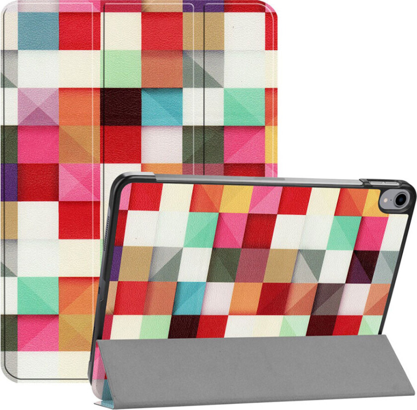 iPad Pro 11 beskyttelses deksel av syntetisk skinn med printet mønster - fargefullt triangel gitter