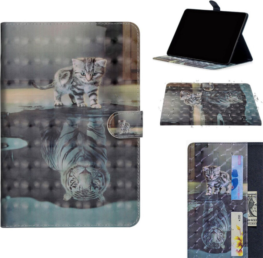 iPad Pro 11 beskyttelses deksel med lyse flekker dekor og printet mønster - katt og refleksjon i vann