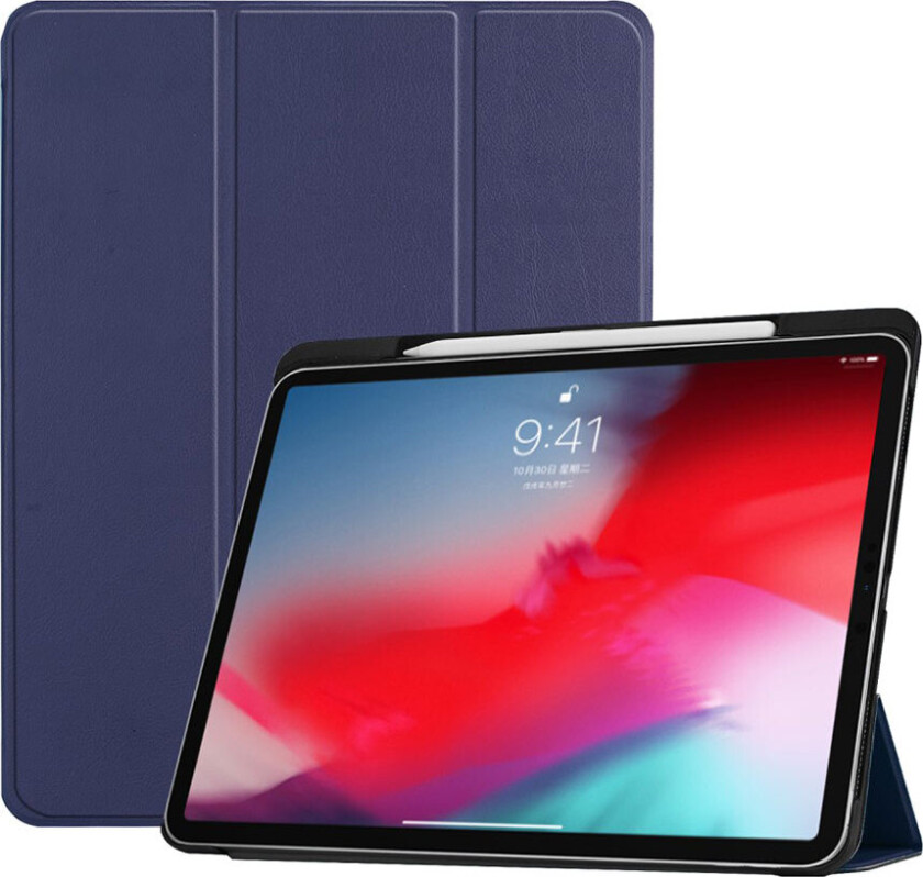 iPad Pro 11 beskyttelses deksel av syntetisk skinn med 3 delers stativ - mørke blå