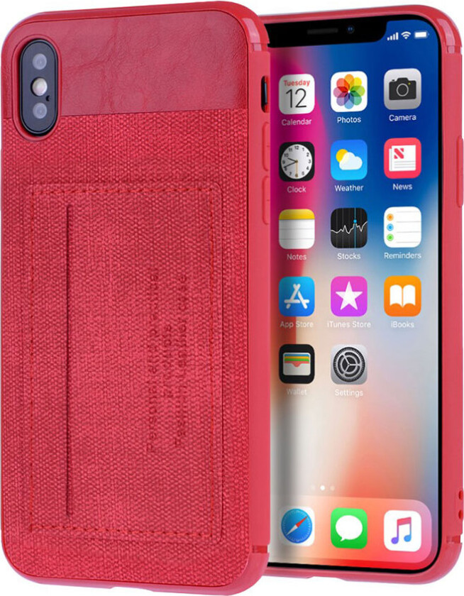 iPhone Xs Max beskyttelses deksel av TPU dekt i tøy tekstil - rød