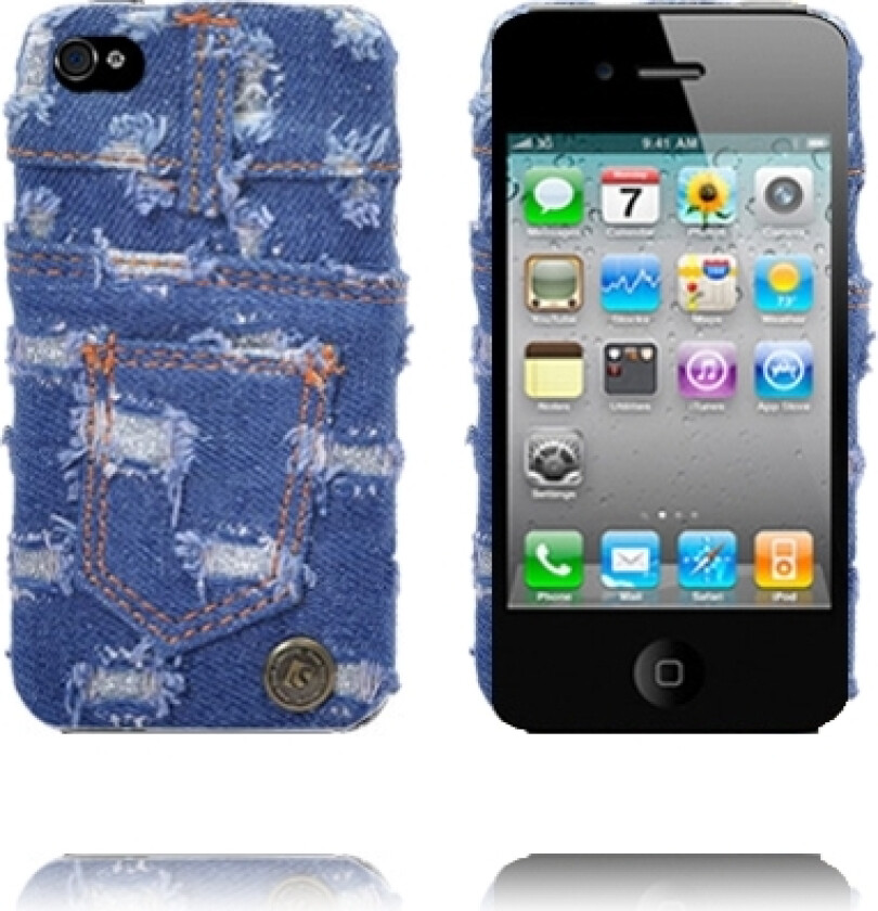 Cool Jeans (Bak Blå Prikkete) iPhone 4 Deksel