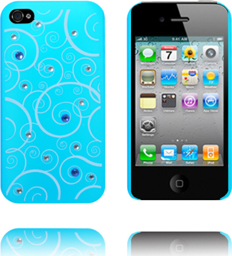 White Spirals - Matt Transparent (Lyse Blå) iPhone 4S Deksel