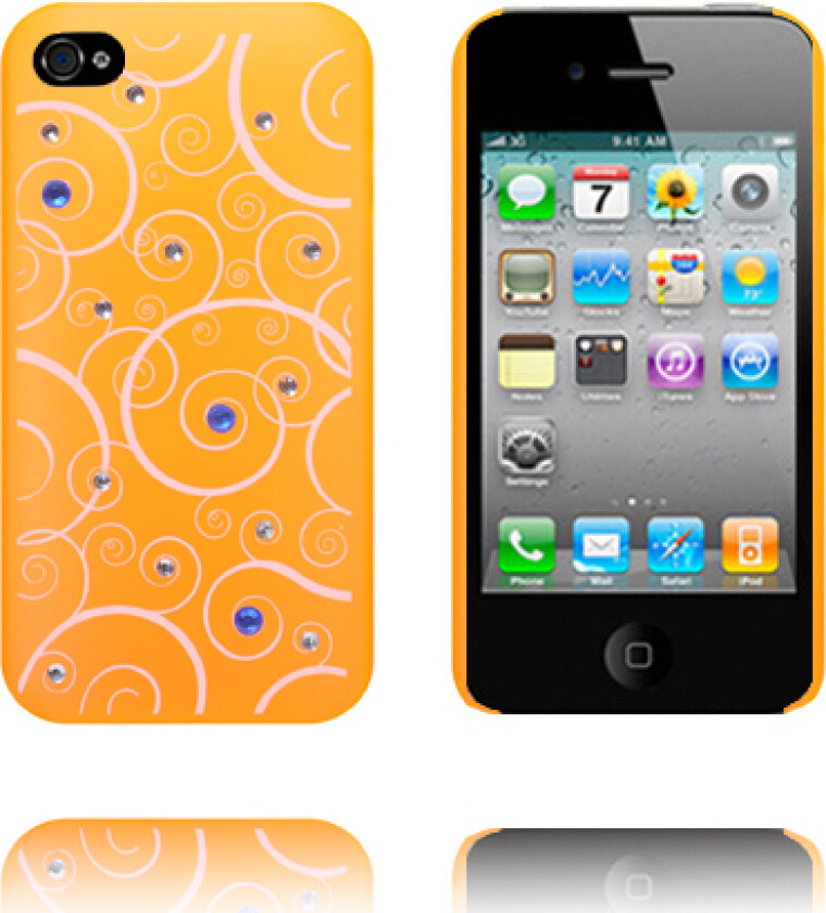 White Spirals - Matt Transparent (Oransje) iPhone 4S Deksel