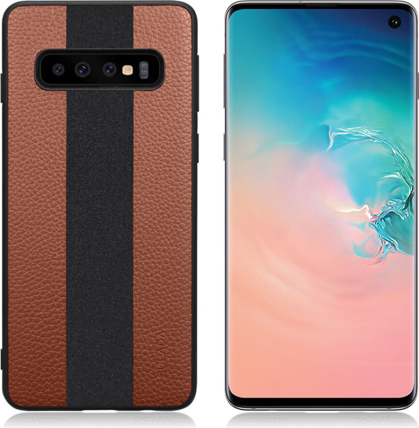 SULADA Samsung Galaxy S10e litchi tekstur deksel - Brown
