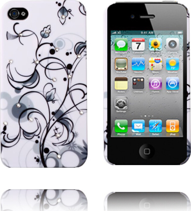 Flower Bling (Sort Spiral) iPhone 4/4S Deksel