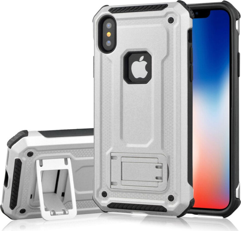 iPhone Xs Max beskyttelses deksel av plastikk og TPU - sølv