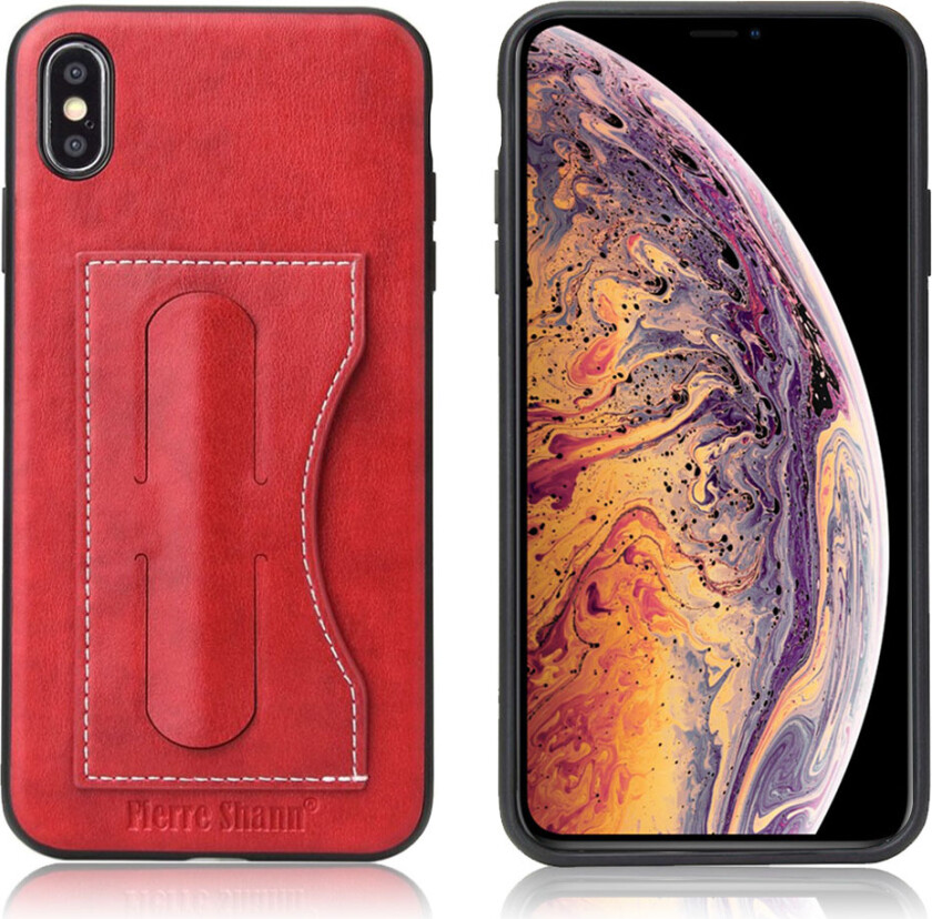 iPhone Xs Max beskyttelses deksel av syntetisk skinn med vill hest tekstur - rød