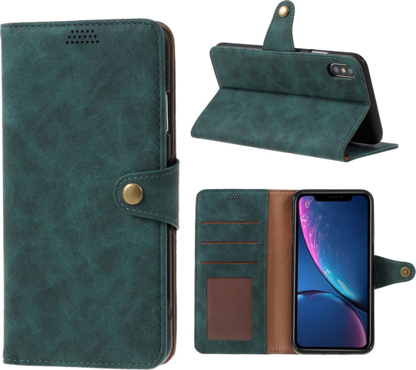 iPhone Xs Max beskyttelses deksel av syntetisk skinn - blå