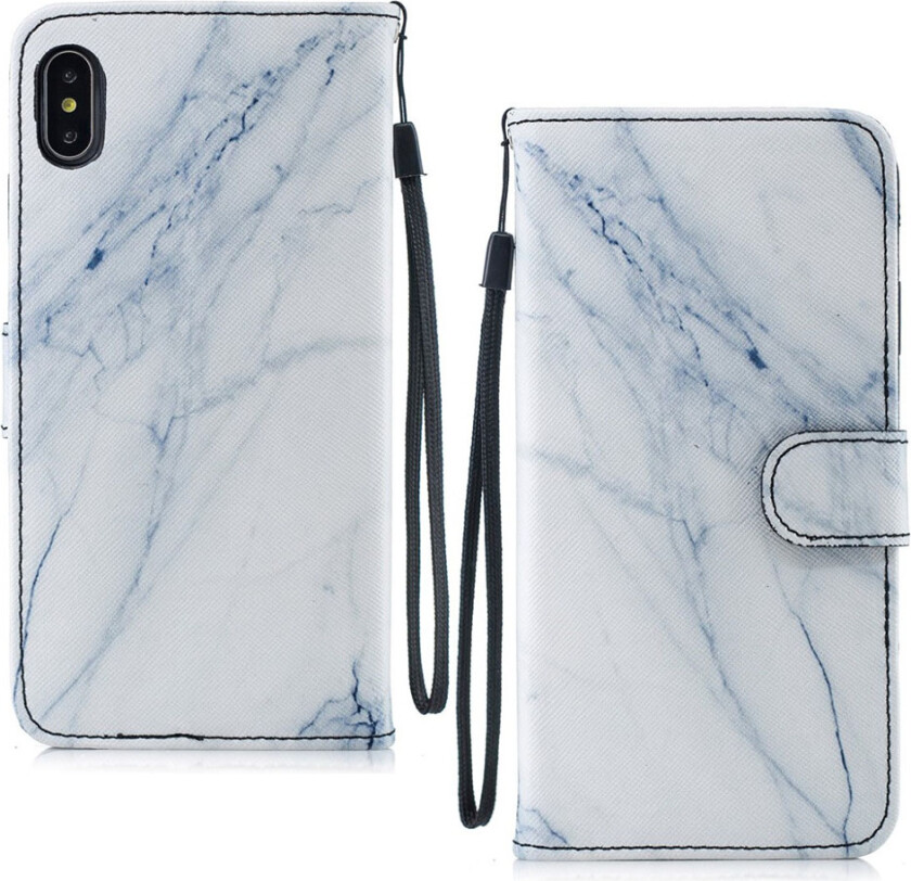 iPhone Xs Max beskyttelses deksel av syntetisk skinn med printet mønster - marmor