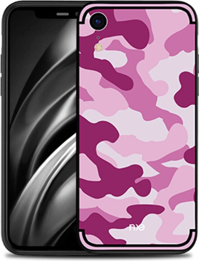 NXE iPhone Xr beskyttelses deksel av hybrid materiale med kamuflasje mønster - rosa