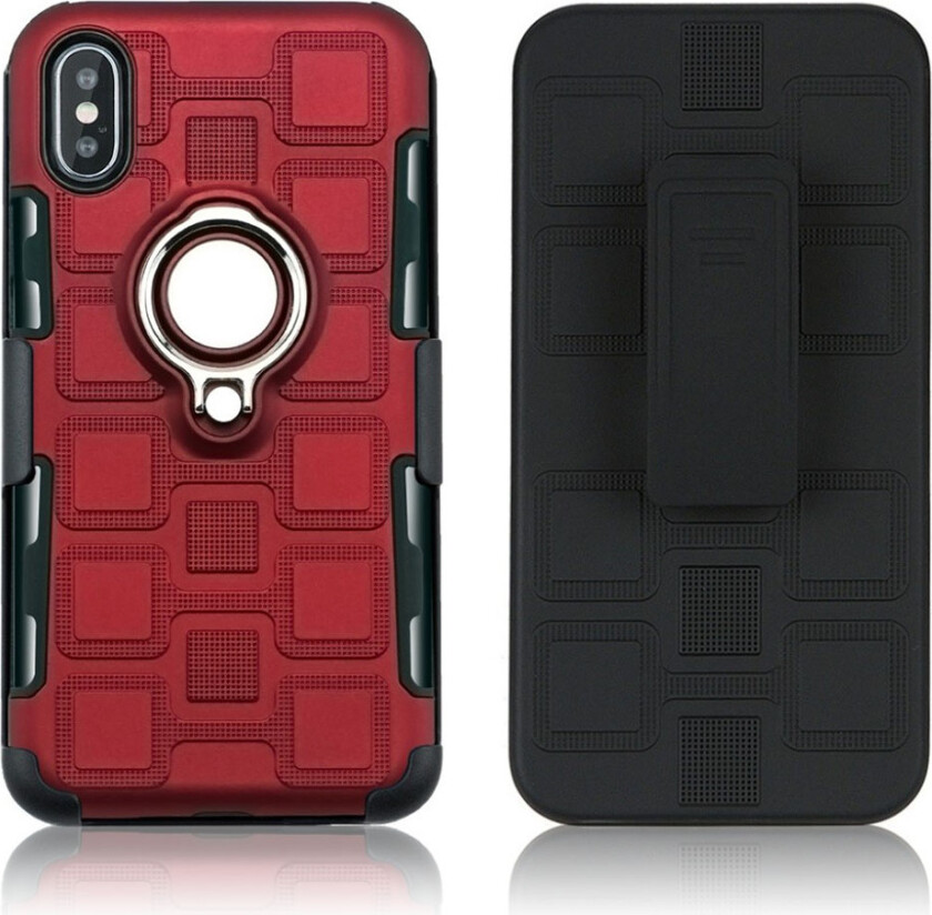 iPhone XS beskyttelses deksel av TPU med geometrisk mønster - rød