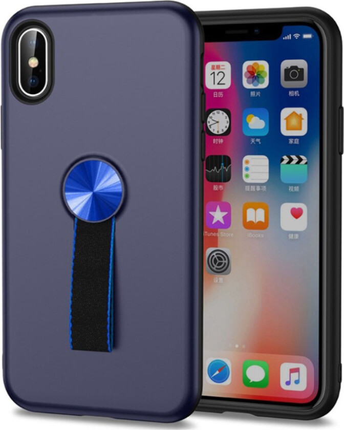 iPhone Xs Max beskyttelses deksel av plastikk og TPU - mørke blå