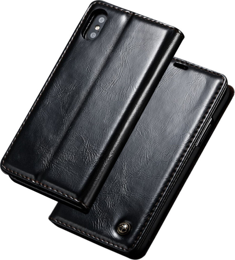 CASEME iPhone Xs Max beskyttelses deksel av syntetisk skinn med olje voks behandlet overflate - svart